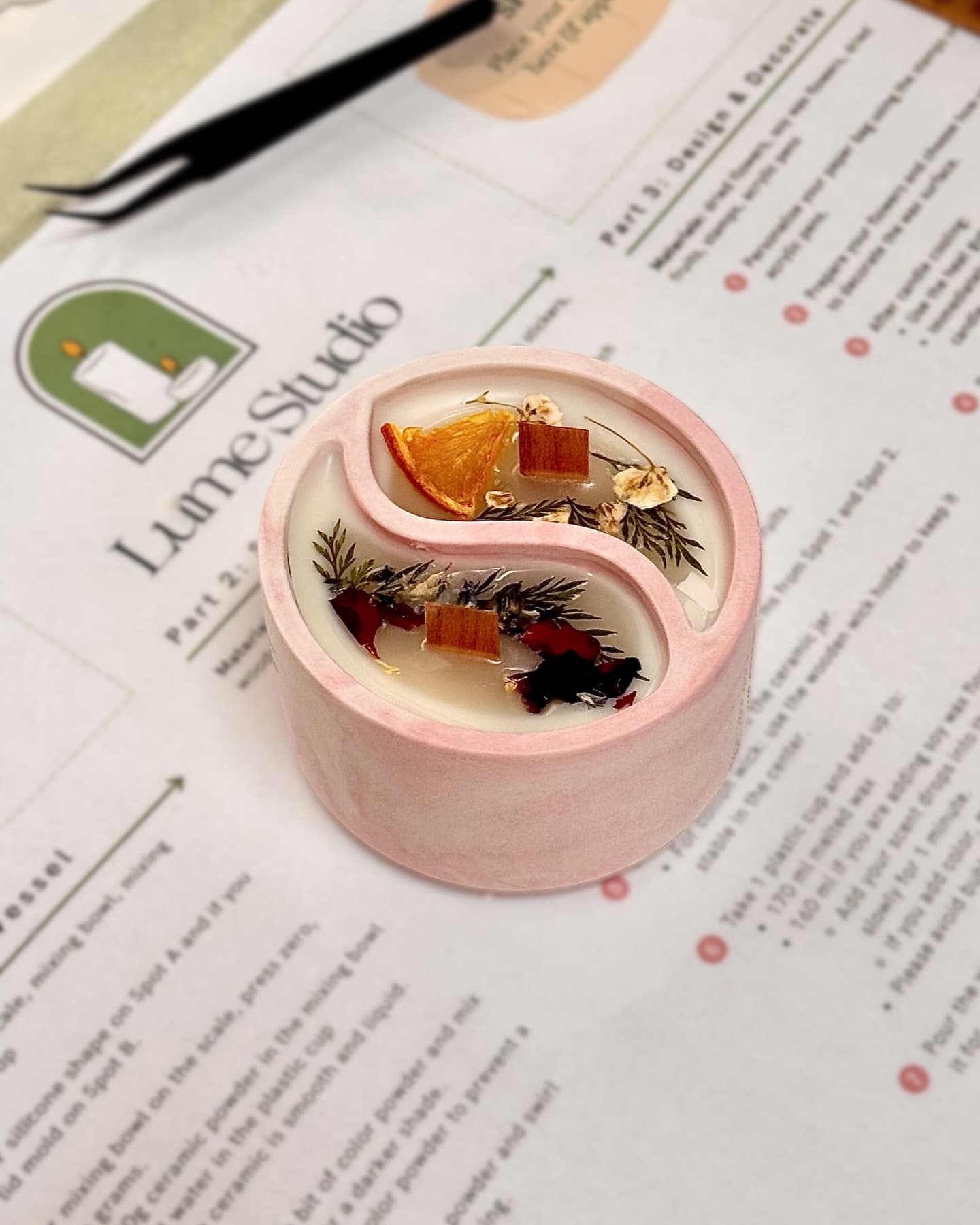 Pink ceramic candle